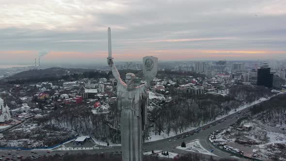 Monument of Motherland Mother in Kiev at Winter