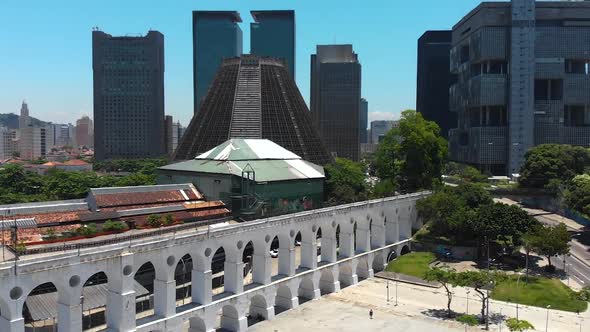 Lapa Arches, Carioca Aqueduct, Cathedral Of Saint Sebastian (Rio De Janeiro, Brazil) Aerial View alt