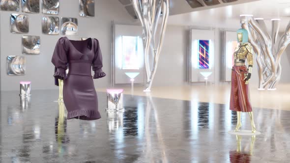 Fashion Show in 3D Invisible Model in Pantsuit