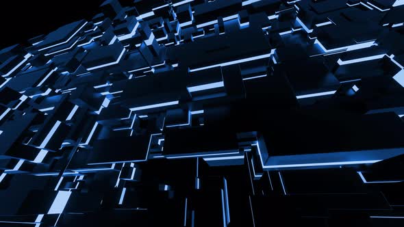 Abstract Looped  Dark Blue Background with Neon Light Like Cyberpunk Night City alt