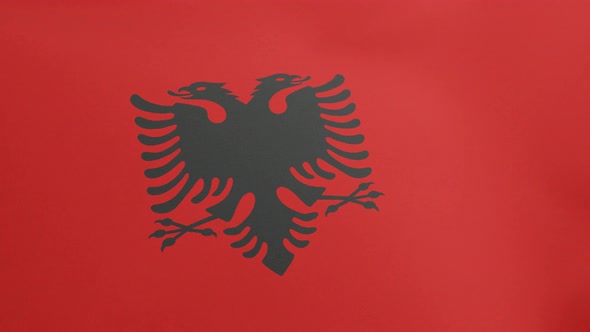 National Flag of Albania Waving Original Size and Colors 3D Render Republic of Albania Flag Textile alt