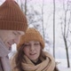 Active Young Couple in Winter Forest - VideoHive Item for Sale