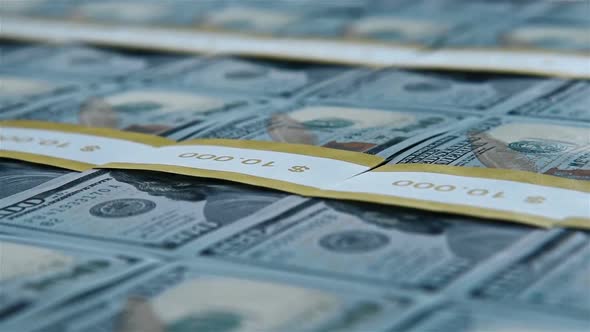 Bundles Of USA Dollar Bills Tied.