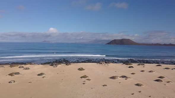 Aerial View of the Lobos Island From the East Coast of Fuerteventura