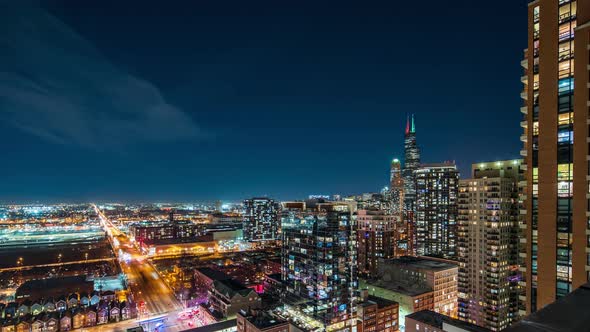 Chicago Cityscape - Night Time Lapse alt
