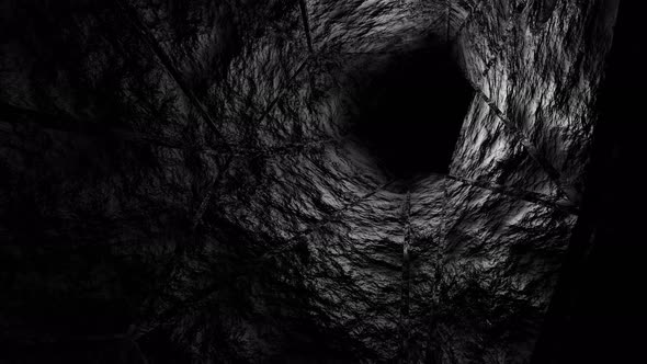 Underground tunnel to center of the earth. Journey into depths of cliff. Drilling tunnel in rocky alt