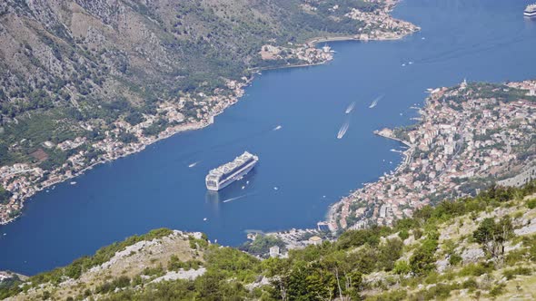 Montenegro. The View From the Mountains To the Town of Kotor and Boka Bay of Kotor