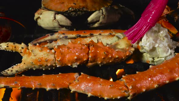 King Crab Legs on the Grill with Butter