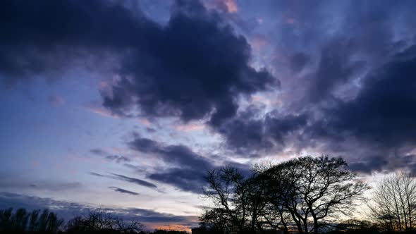 Looped Video of Sunset Sky Over Trees. Time Lapse.