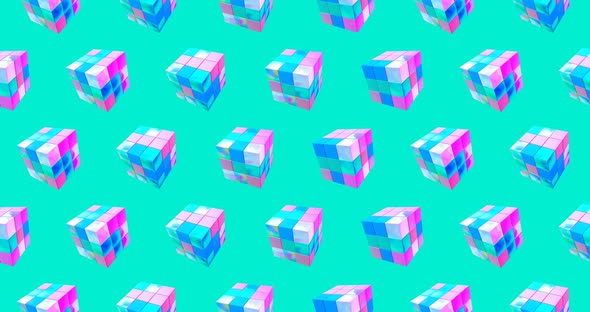 Minimal motion 3d art. Seamless animation pattern Rubik's Cube