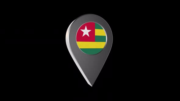 3d Animation Map Pointer With Togo Flag With Alpha Channel - 2K alt