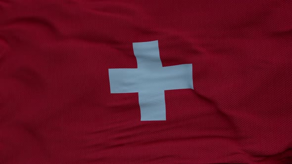 Flag of Switzerland Waving in the Wind Against Deep Beautiful Clouds Sky alt
