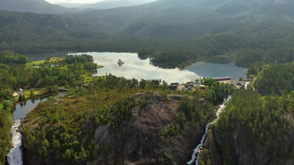 Latefossen Is One of the Most Visited Waterfalls in Norway and Is Located Near Skare and Odda alt