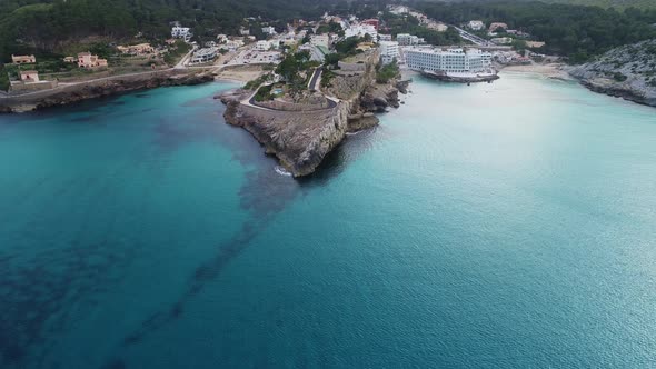 Flight Over Beautiful Seashore at Mallorca