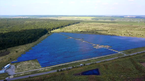 Field Of Solar Panels. Alternative energy creation in a solar park alt
