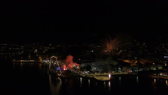 New Year's Eve Fireworks Over the Embankment of Tivat