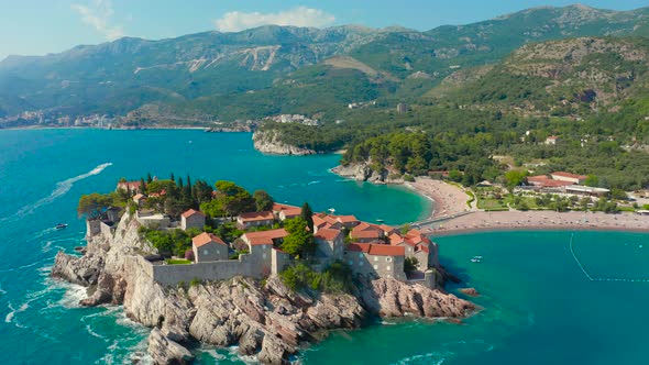 Famous Sveti Stefan Island in Budva During a Beautiful Summer Day Montenegro alt
