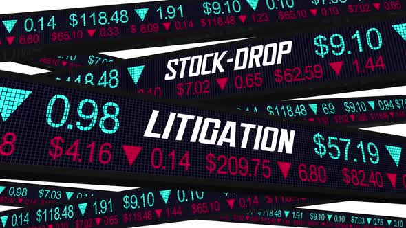 Stock Drop Litigation Shareholder Loss Lawsuit Case Ticker 3d Animation alt
