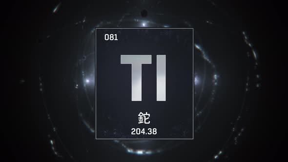 Thallium as Element 81 of the Periodic Table on Silver Background in Chinese Language