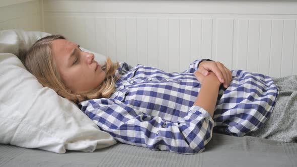 Unhealthy Teen Girl with Stomachache alt