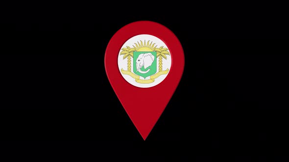 3D Rotating Pin Icon Animation With Ivory Coast Coat Of Arms  Alpha Channel  4K alt