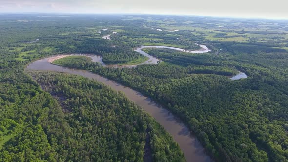 Aerial Landscape with Small Winding River alt