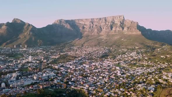 Aerial view of Table Mountain and Cape Town, South Africa