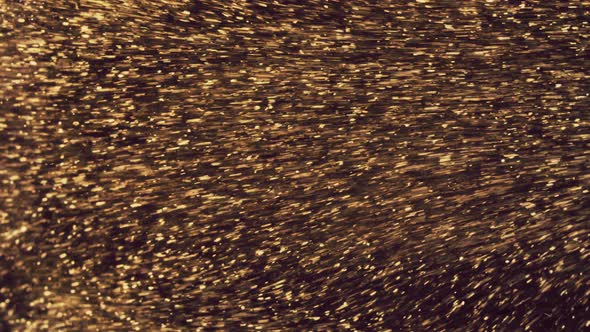 Abstract Golden Particles with Blurred Defocused Bokeh Moves Chaos, Snow Flakes alt