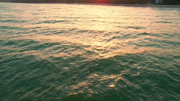 4K Aerial view of drone move on beautiful sea alt