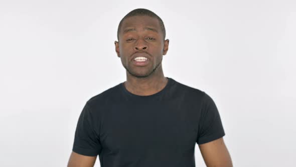 Video Chat By Young African Man on White Background alt