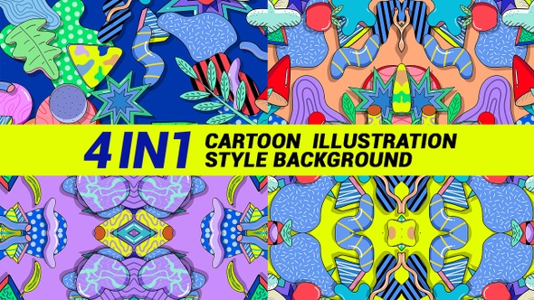 Cartoon Illustration Style Background 4 In 1 alt