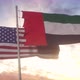 United Arab Emirates and United States Flag on Flagpole - VideoHive Item for Sale