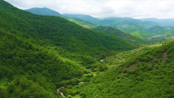 Areal view by drone footage Cidirduzu Topkhana forest of Susha district region Azerbaijan alt