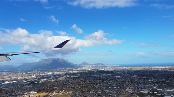 South Africa table mountain view from plane plane landing 4k