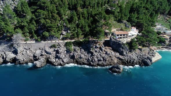 Flight Over Beautiful Seashore at Mallorca