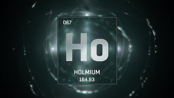 Holmium as Element 67 of the Periodic Table on Green Background