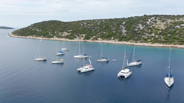 Aerial Drone Shot of Marina Bay in Adriatic Sea, Croatia alt