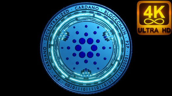 Cardano Public Blockchain Secure Platform Open Source Peer To Peer Cryptocurrency 3D Art 4k Loop alt