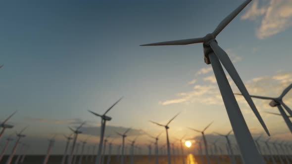 Offshore Wind Power At Sunset