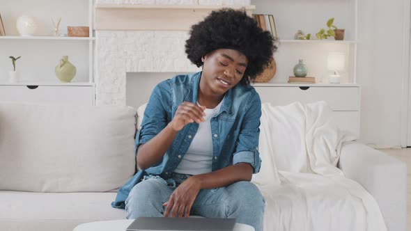 Angry Shocked Young African American Girl Student Shut Down Laptop Feel Frustrated Mad About alt