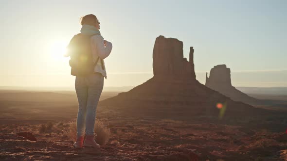 Slow Motion  Shot Point of View Monument Valley Rock Formations in Navajo Land alt