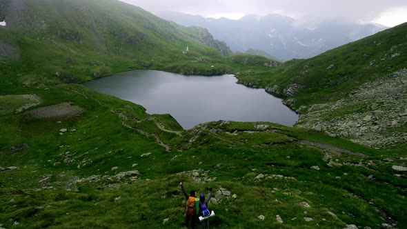 Aerial View at a Beautiful Lake in the Mountains alt