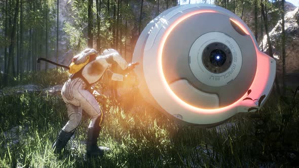 Astronaut Pushes Research Drone alt