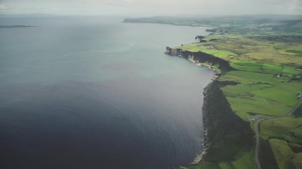 Ireland Ocean Green Shore Aerial View Marine Panorama