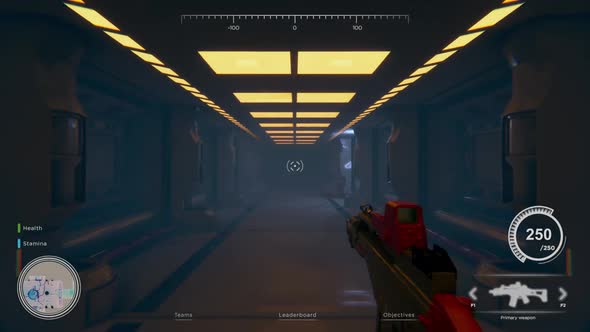 Mock Up 3D Animation of First Person Space Shooter with Game Over Overlay at the End alt