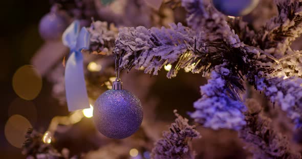 Christmas decoration ball at night alt