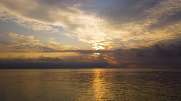 Panoramic Dramatic Sunrise, Sky and Tropical Sea. alt