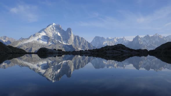 Colourful Sunset on Lac Blanc Lake in France Alps