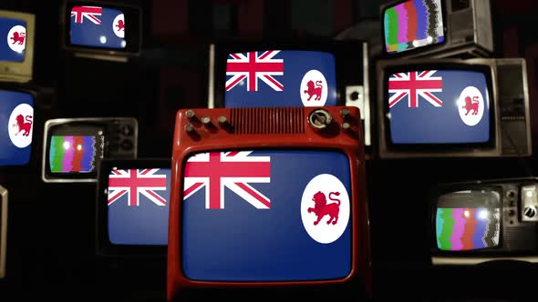 Flags of Tasmania, Australia, on Retro TVs. alt