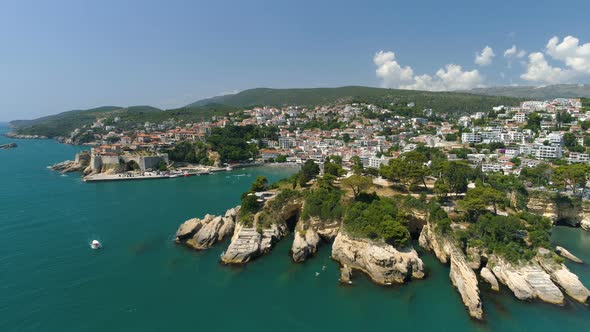 Aerial View of the Old City of Ulcinj